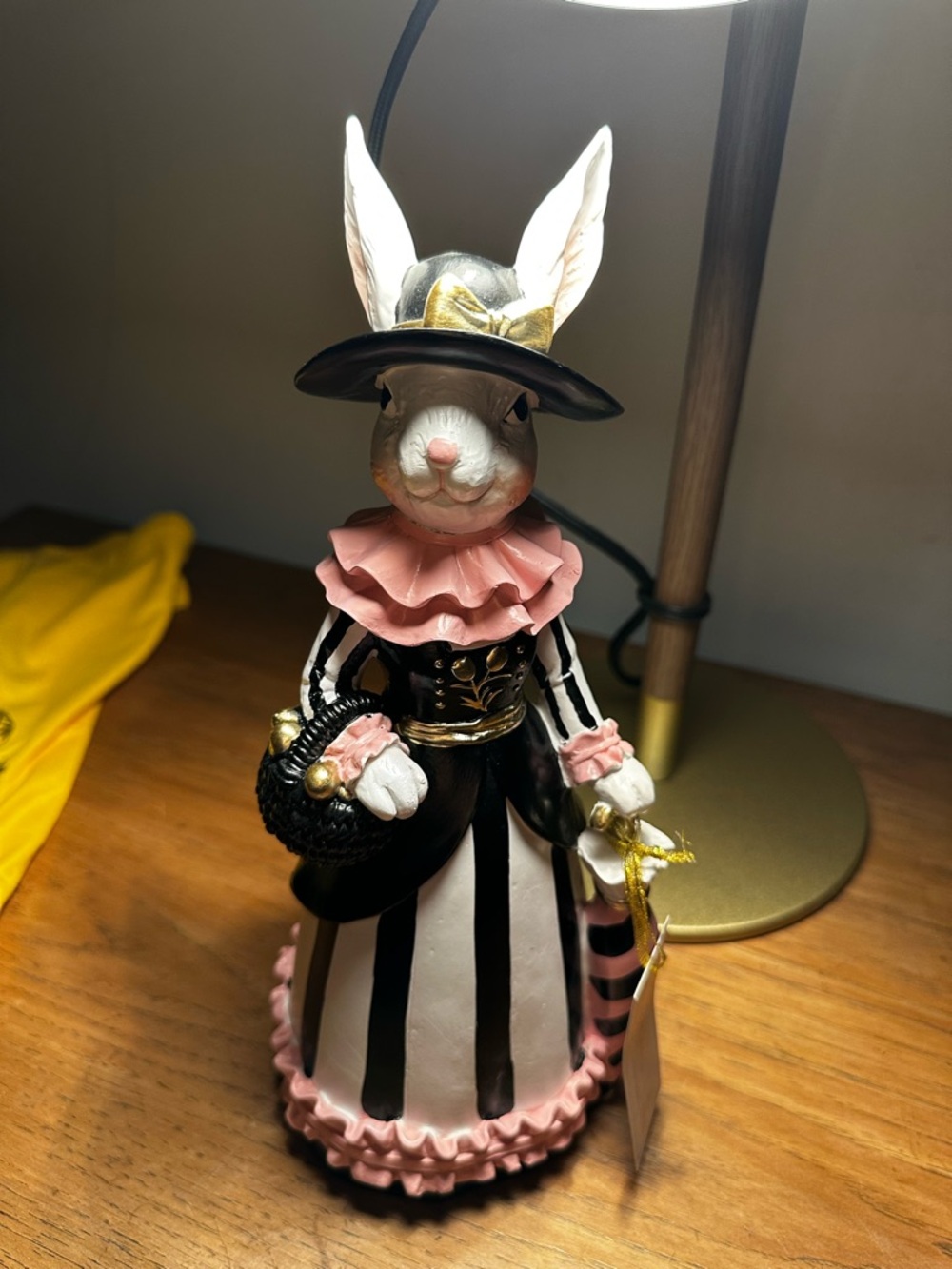 Bella Lux Pink & Black female Rabbit Figurine Dress Decor new with tags - Picture 3 of 9